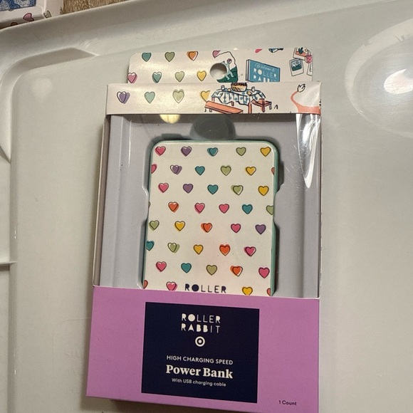 Roller Rabbit Pastel Heart Portable Charger in Multi-Color - Picture 4 of 5